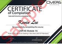 CMFAS Certificate of Completion Sample