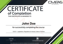 CMFAS Certificate of Completion Sample