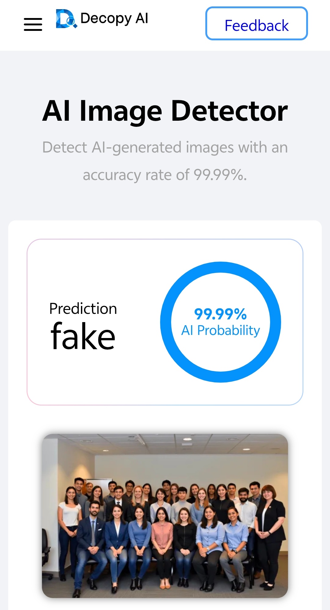 Screenshot of fake employee photo